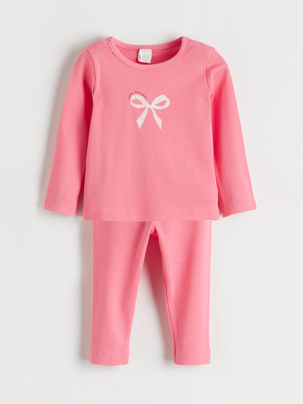 Pembe Bisiklet Yaka Kız Bebek Tişört ve Tayt