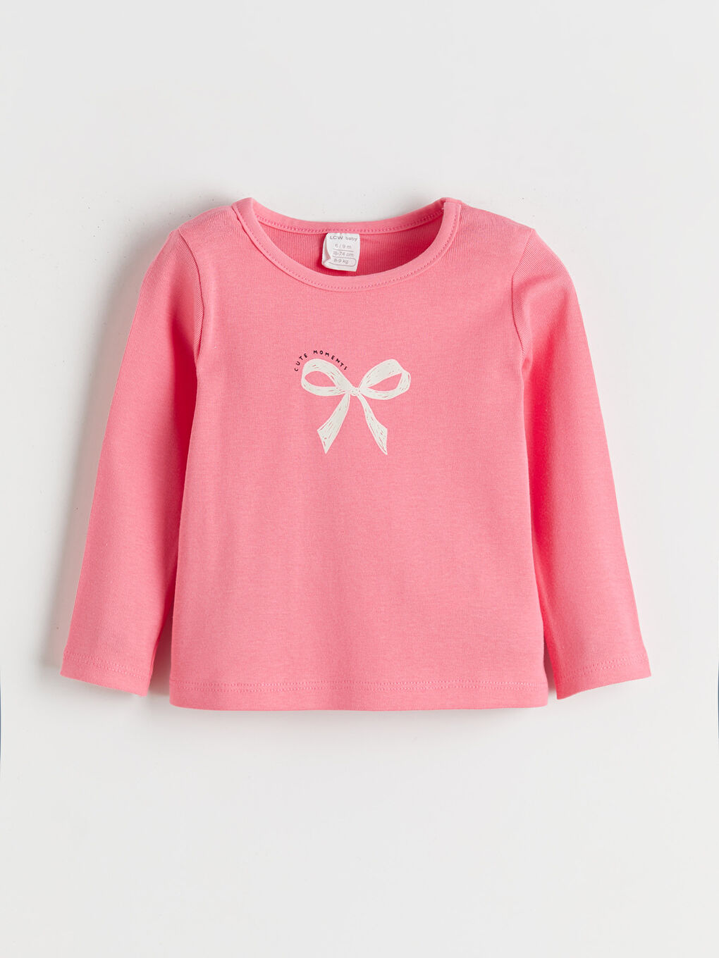 Pembe Bisiklet Yaka Kız Bebek Tişört ve Tayt-1