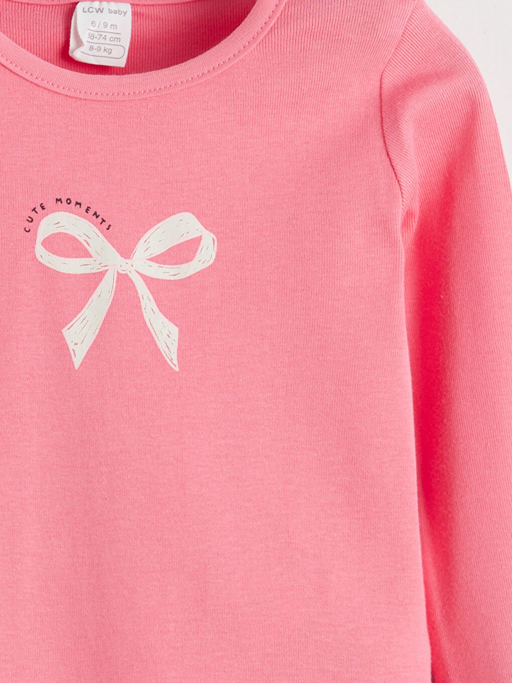 Pembe Bisiklet Yaka Kız Bebek Tişört ve Tayt-5