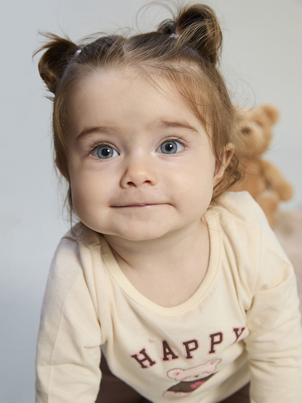 Ekru Bisiklet Yaka Kız Bebek Tişört ve Tayt-1