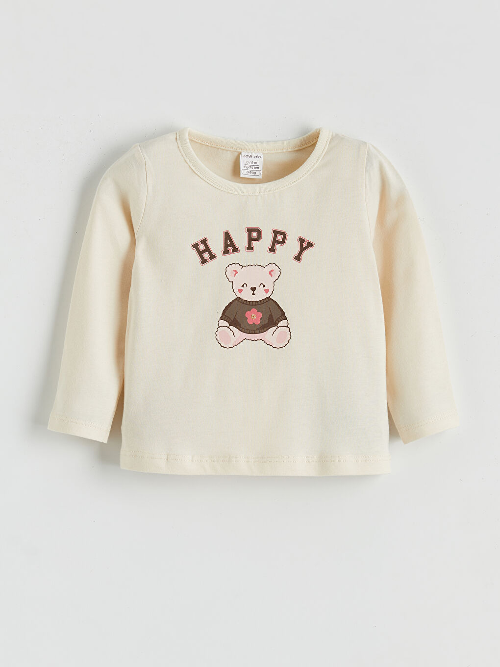 Ekru Bisiklet Yaka Kız Bebek Tişört ve Tayt-3