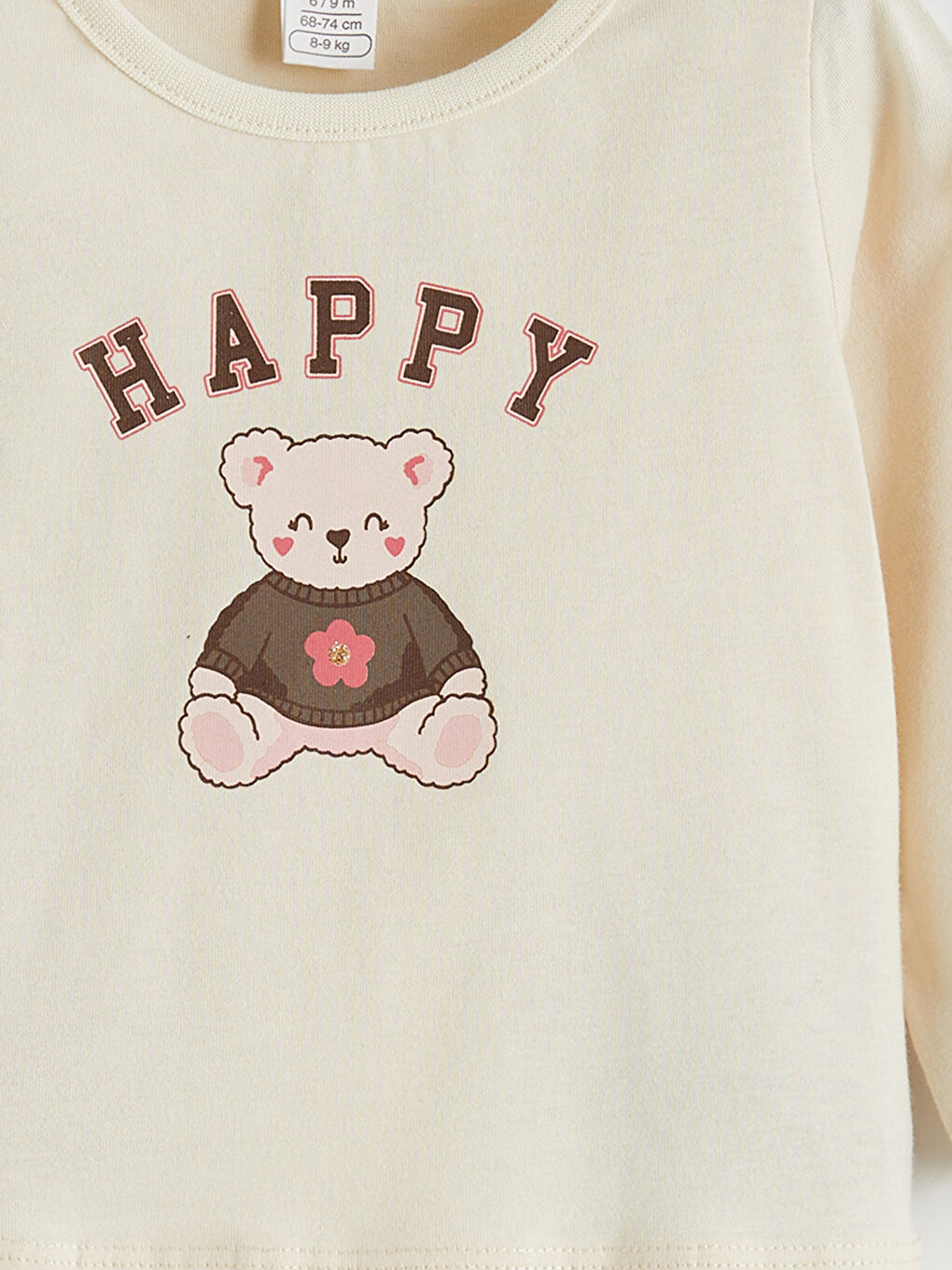 Ekru Bisiklet Yaka Kız Bebek Tişört ve Tayt-7