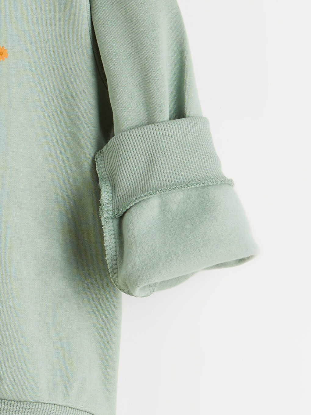 Yeşil Bisiklet Yaka Baskılı Kız Çocuk Kalın Sweatshirt-2