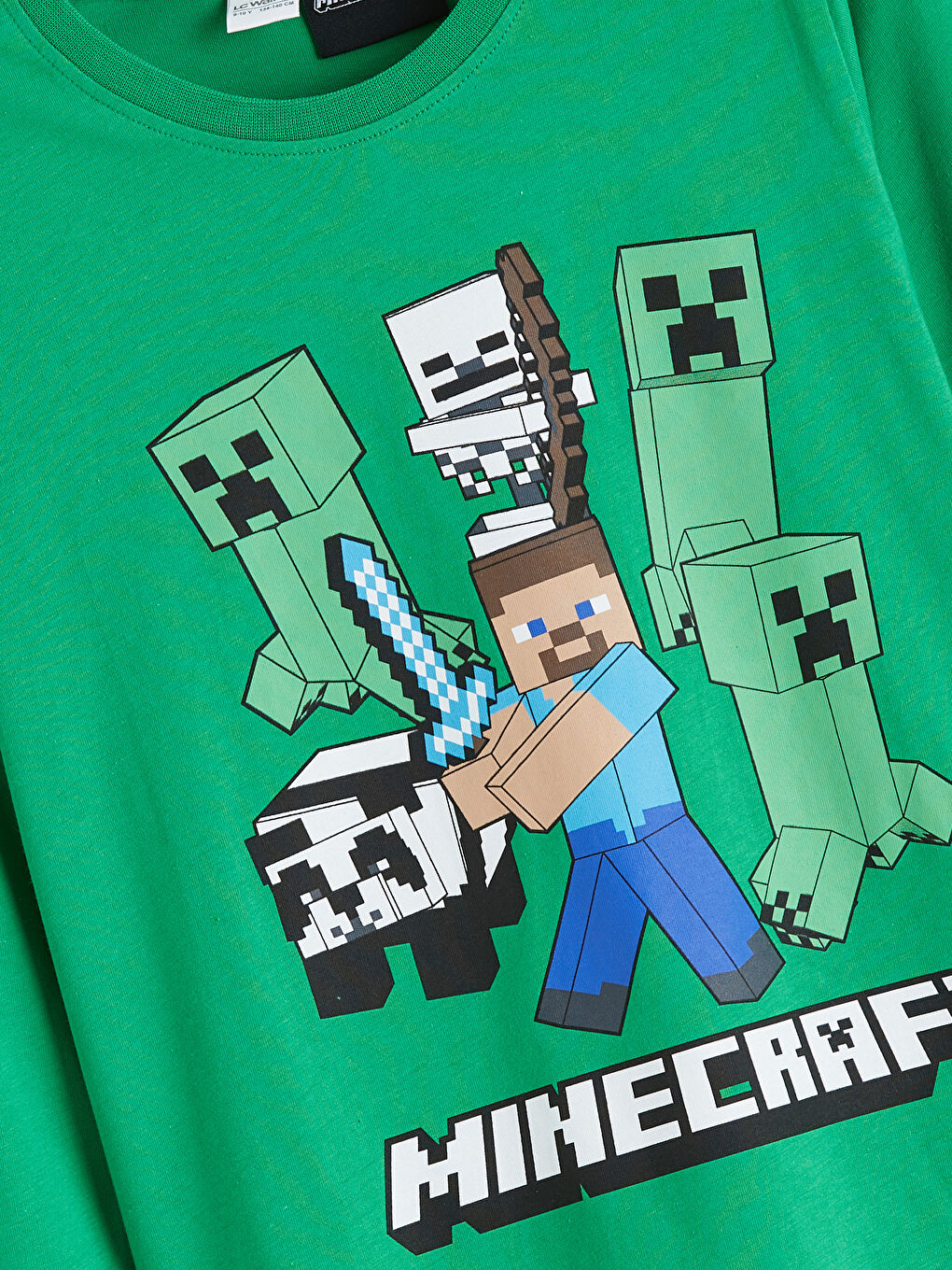 Yeşil Bisiklet Yaka Minecraft Baskılı Erkek Çocuk Pijama Takımı-2