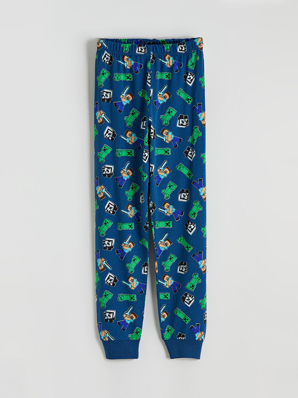 Yeşil Bisiklet Yaka Minecraft Baskılı Erkek Çocuk Pijama Takımı-4