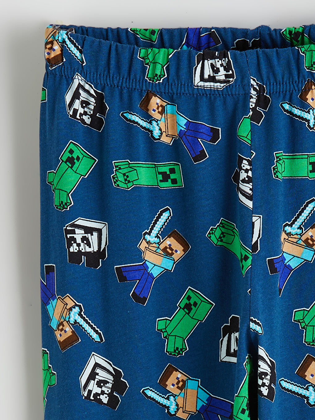 Yeşil Bisiklet Yaka Minecraft Baskılı Erkek Çocuk Pijama Takımı-5