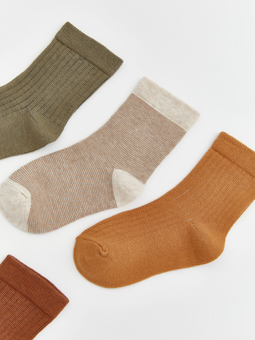 Yeşil Çizgili Erkek Bebek Soket Çorap 5'li-1