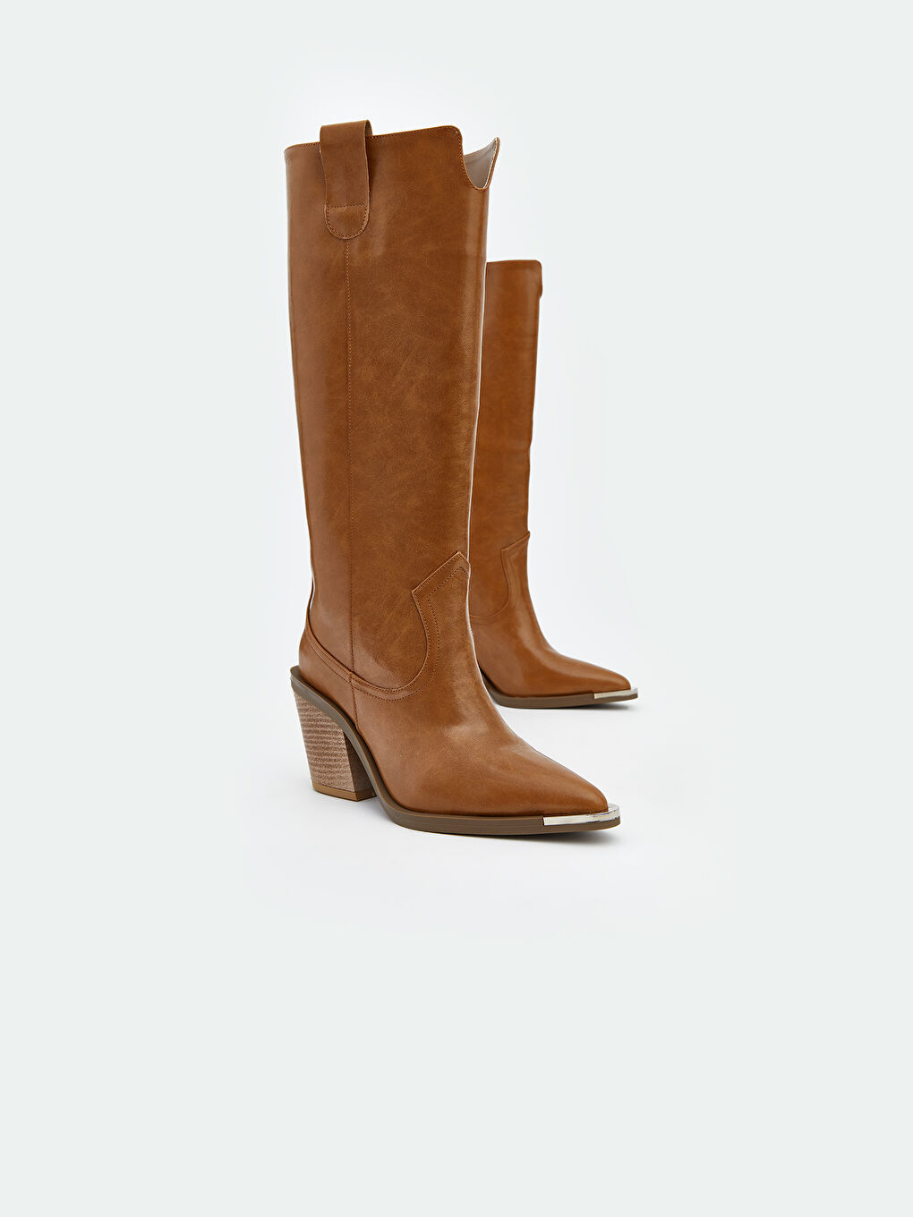 Bej Deri Görünümlü Kadın Çizme-2
