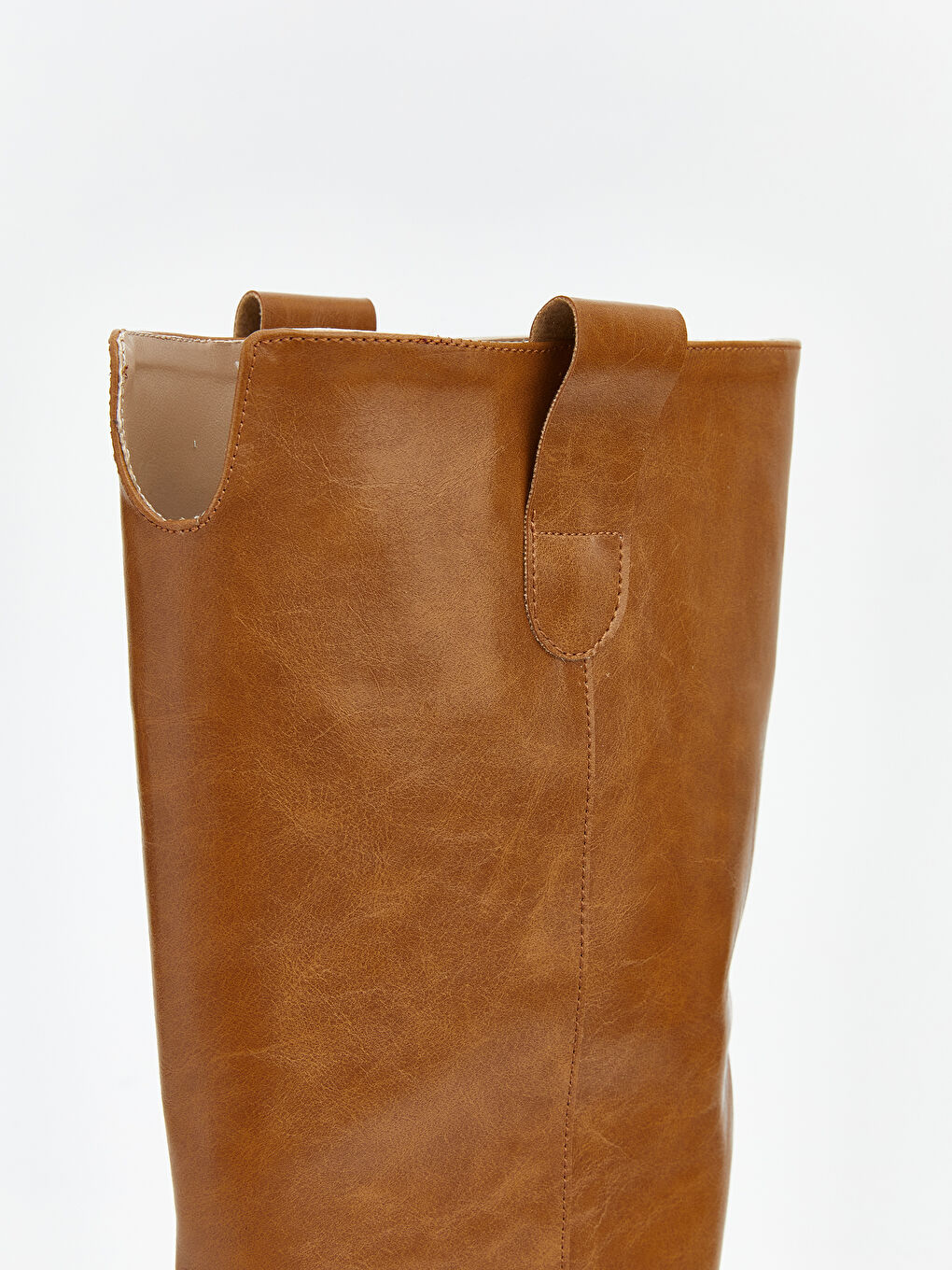 Bej Deri Görünümlü Kadın Çizme-5