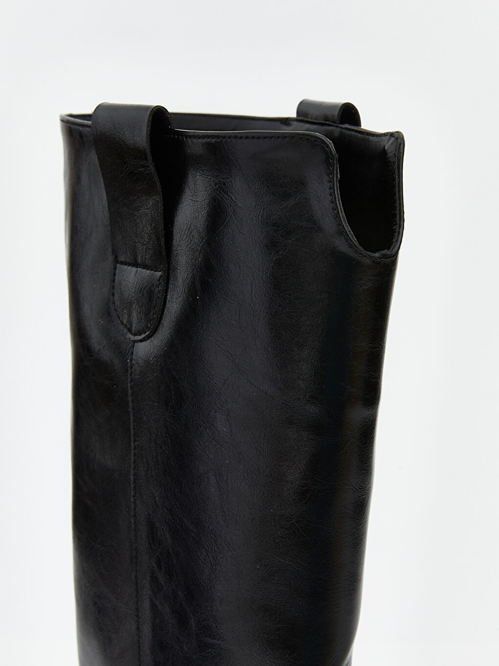 Siyah Deri Görünümlü Kadın Çizme-5