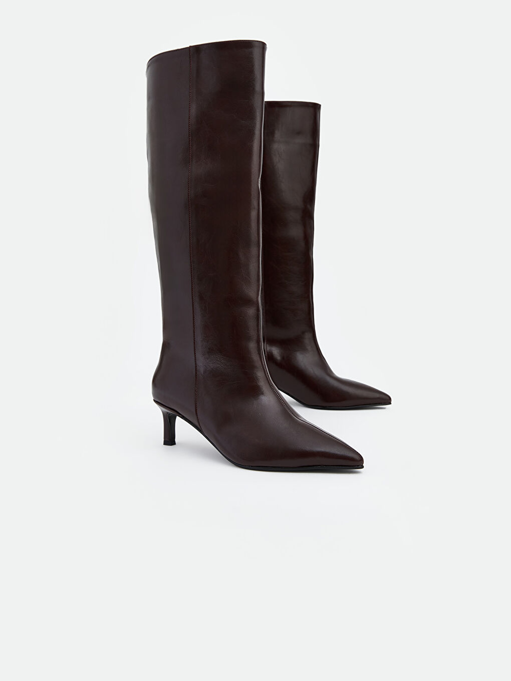 Bordo Deri Görünümlü Kadın Çizme-2