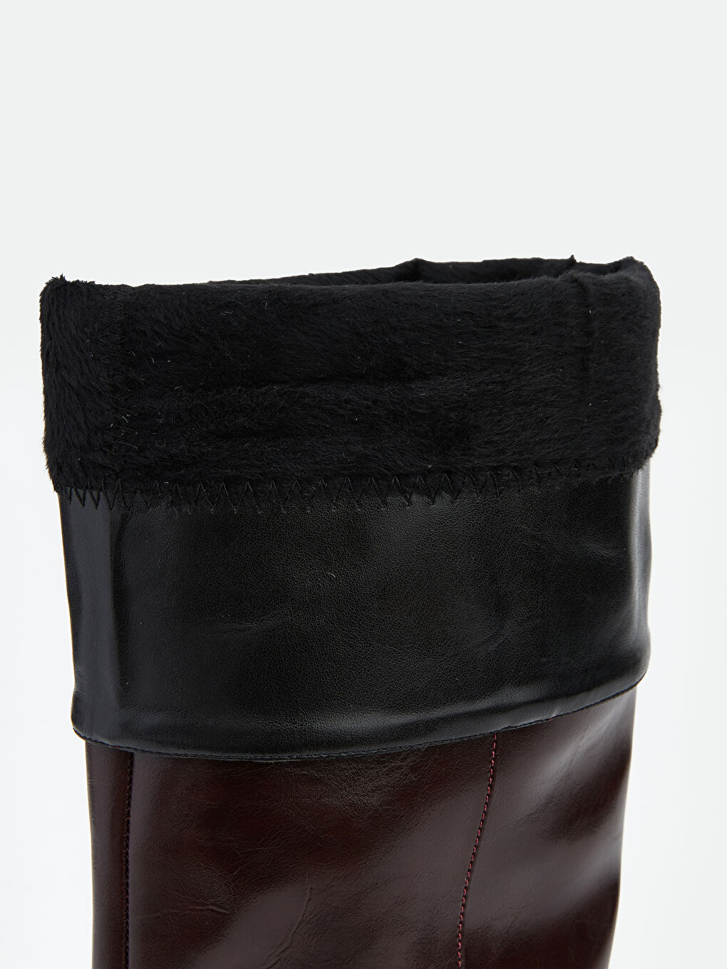 Bordo Deri Görünümlü Kadın Çizme-5