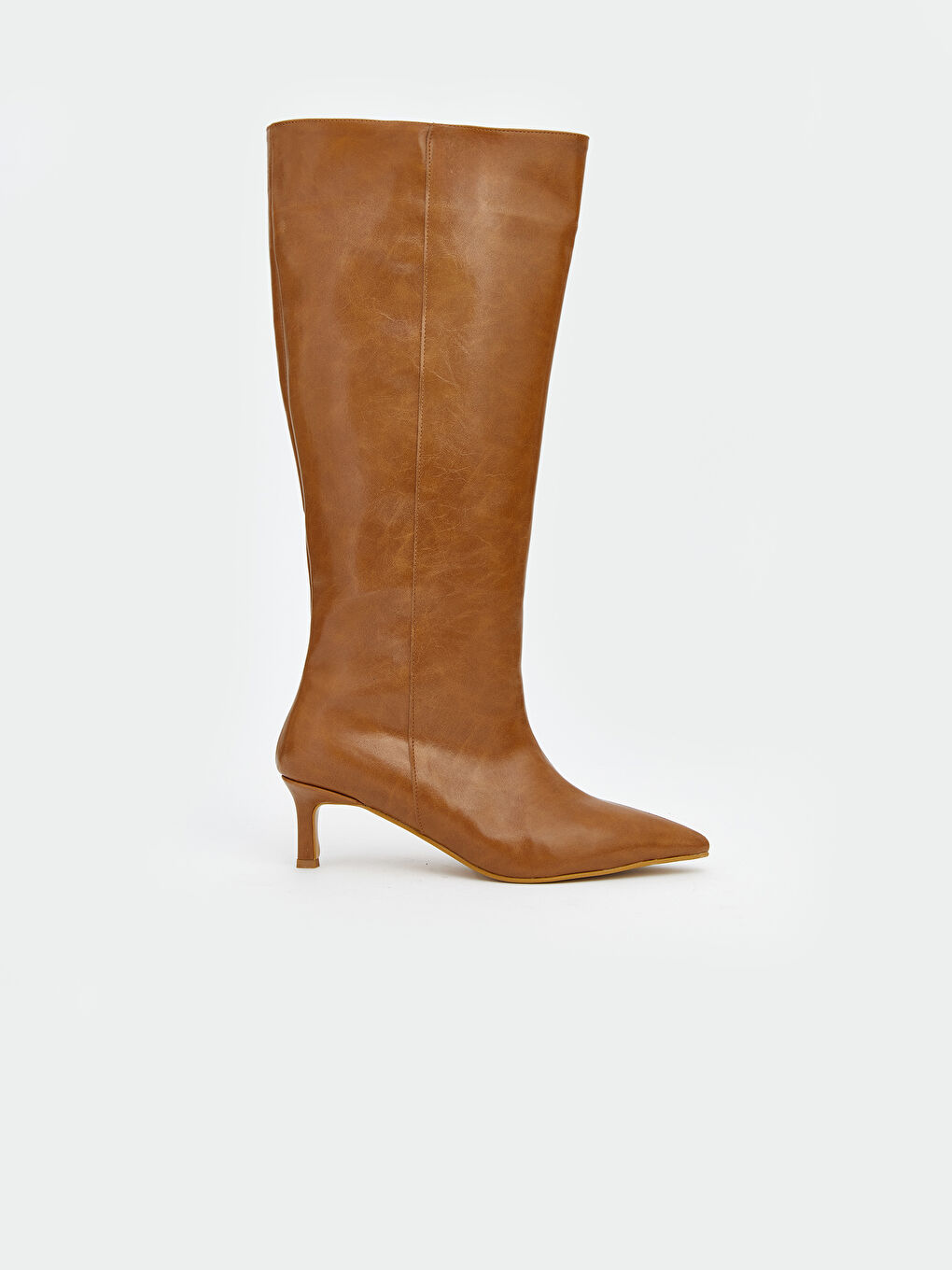 Bej Deri Görünümlü Kadın Çizme-1