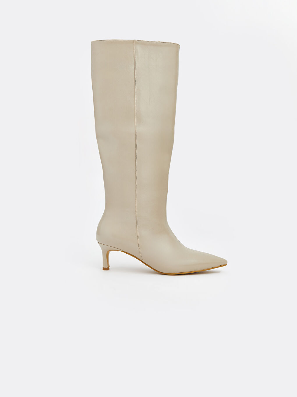 Bej Deri Görünümlü Kadın Çizme-1