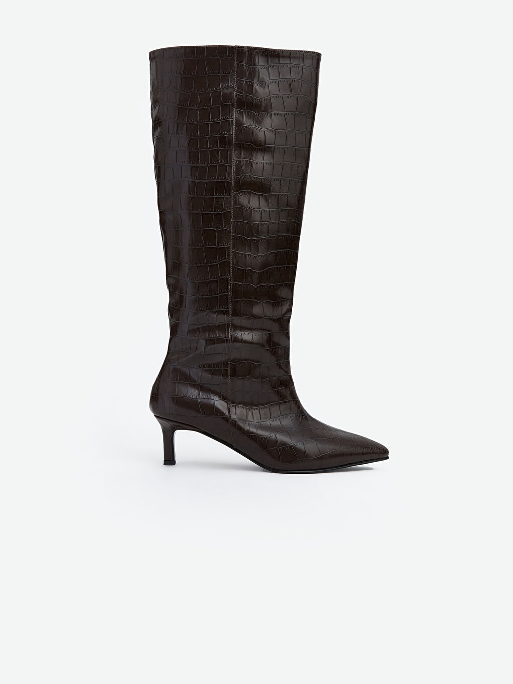 Kahverengi Deri Görünümlü Kadın Çizme-1