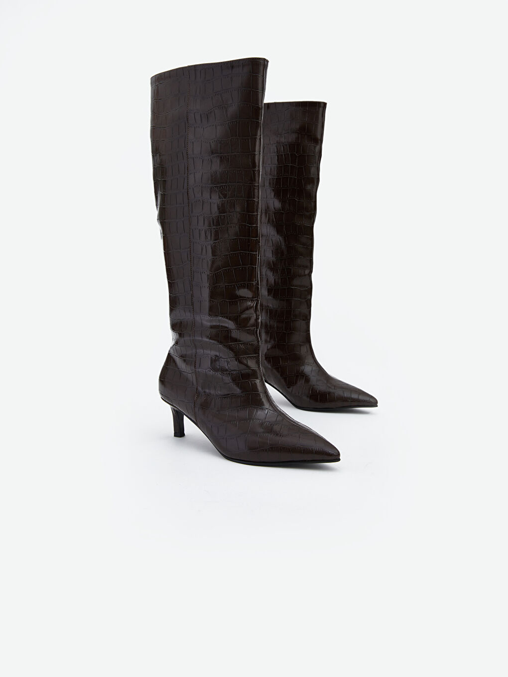 Kahverengi Deri Görünümlü Kadın Çizme-2