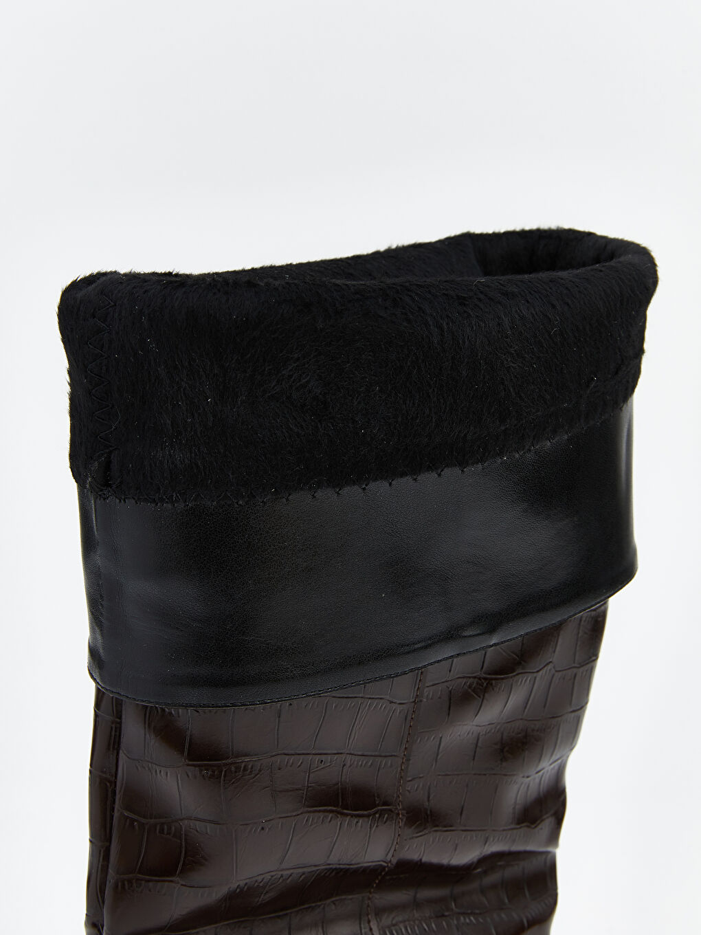 Kahverengi Deri Görünümlü Kadın Çizme-5