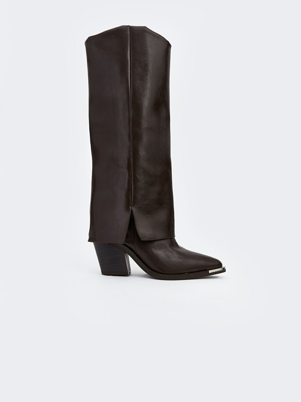 Kahverengi Deri Görünümlü Kadın Çizme-1