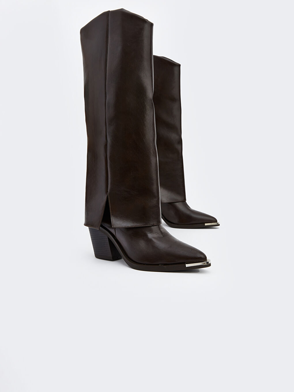 Kahverengi Deri Görünümlü Kadın Çizme-2