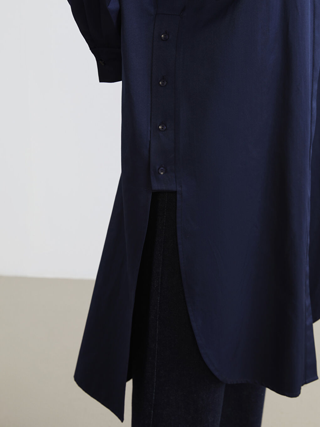 Lacivert Loose Fit Kadın Gömlek Tunik-2
