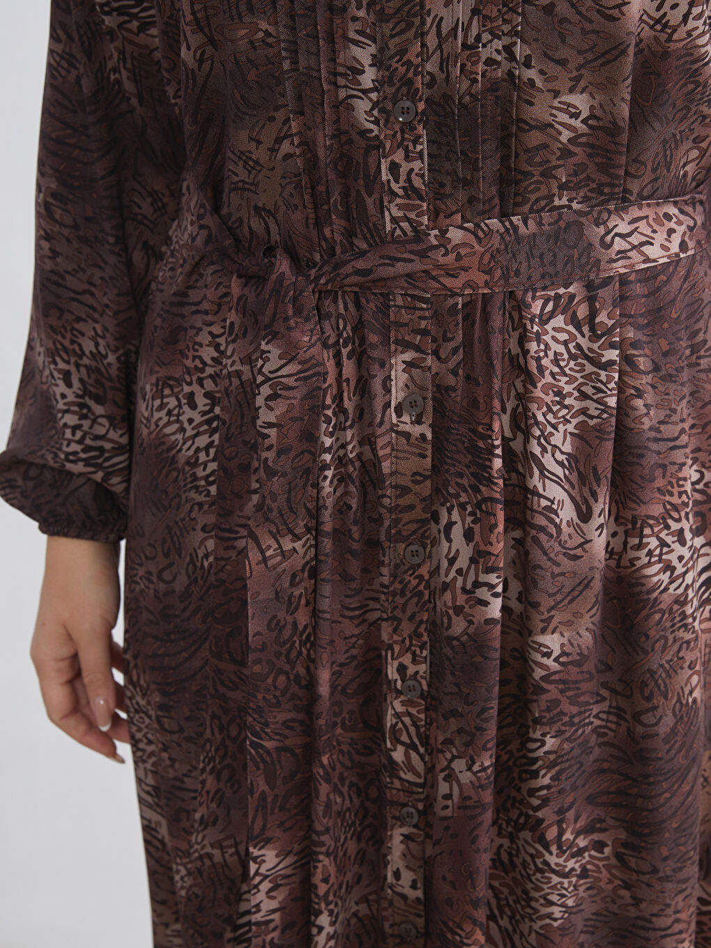 Grandad Collar Patterned Shirt Dress-2