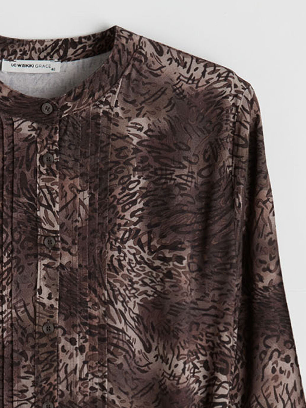 Grandad Collar Patterned Shirt Dress-4