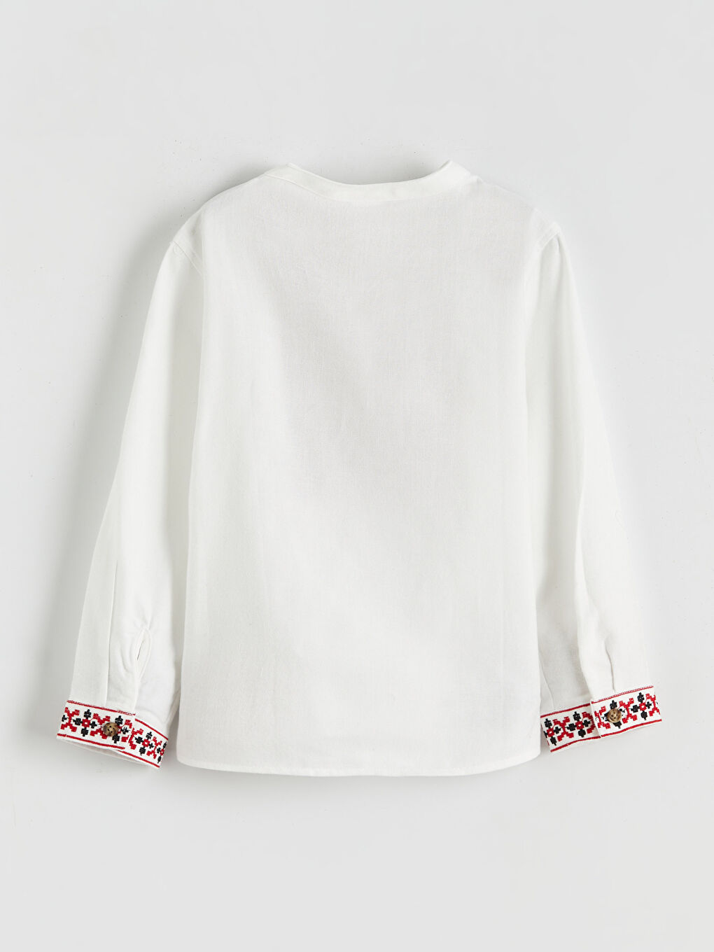 Ekru Hakim Yaka Etnik Desenli Erkek Çocuk Gömlek-1