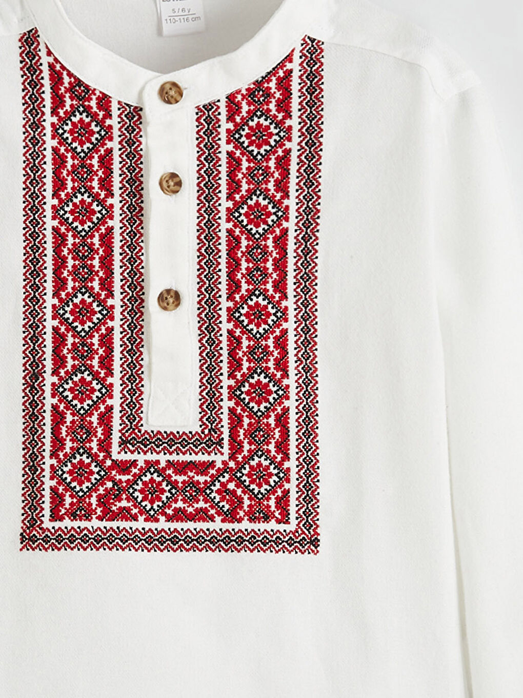 Ekru Hakim Yaka Etnik Desenli Erkek Çocuk Gömlek-2