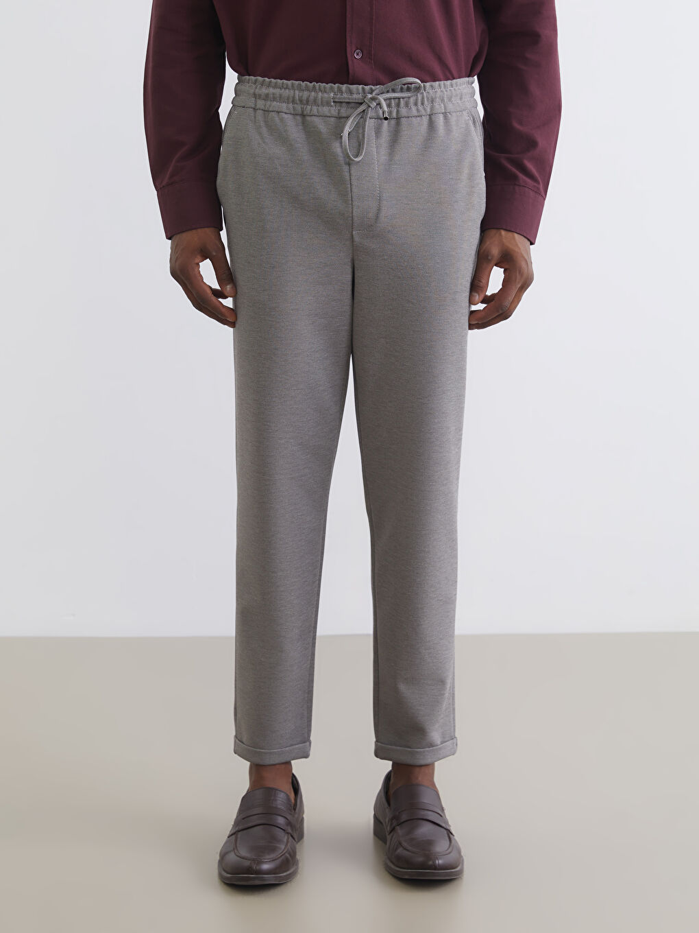 Kahverengi Standart Kalıp Erkek Pantolon-1