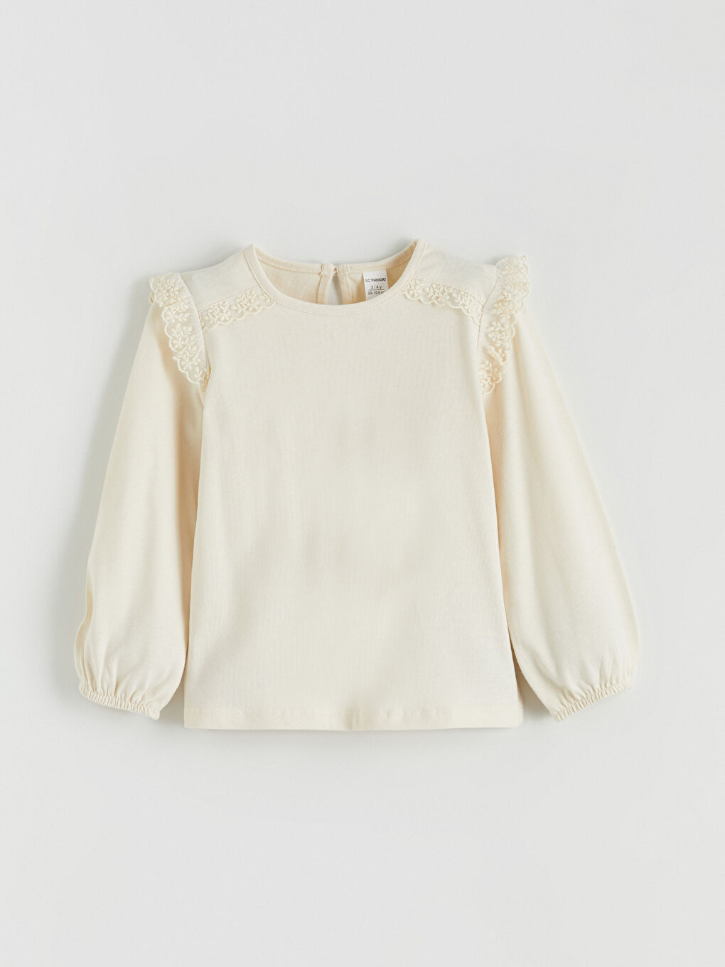 Crew Neck Lace Detailed Girls' T-Shirt