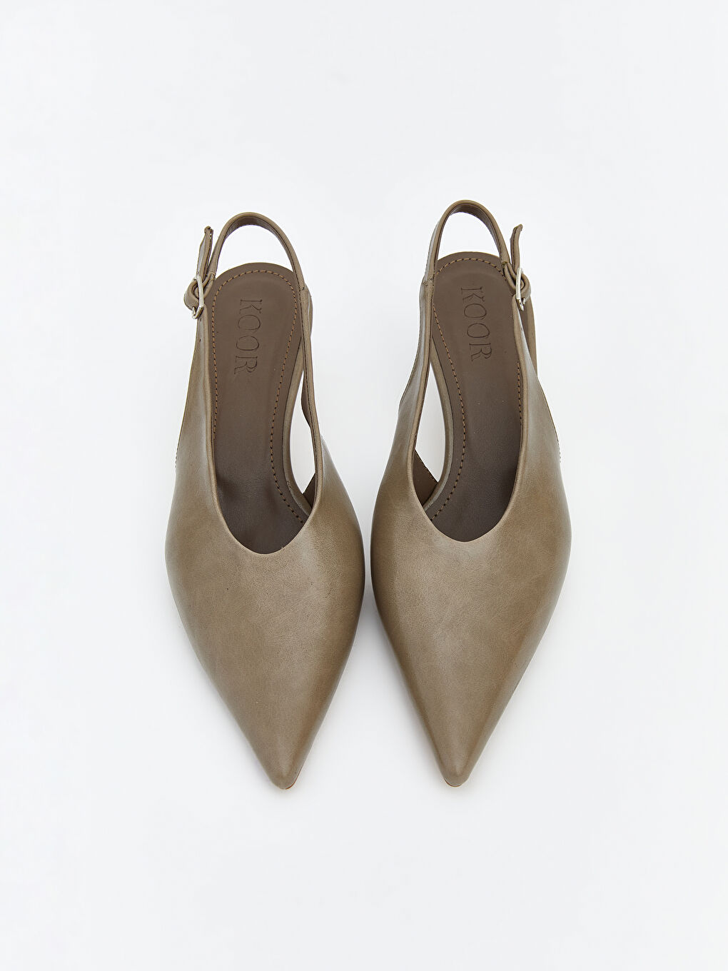 Bej Sivri Burun Kadın Topuklu Ayakkabı-2