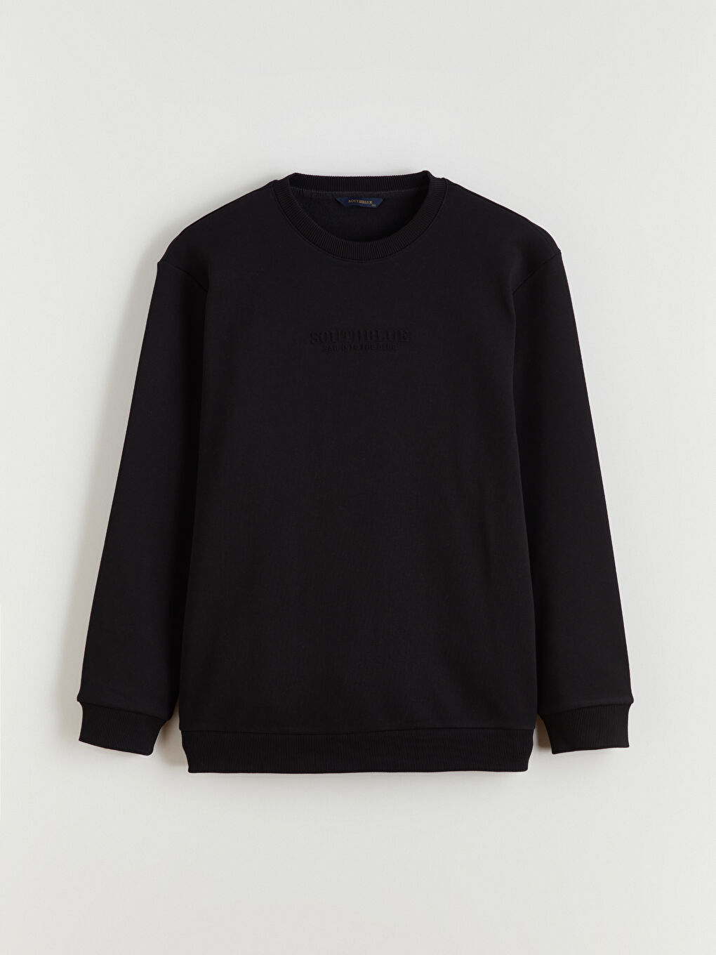 Siyah Bisiklet Yaka Uzun Kollu Erkek Sweatshirt-4