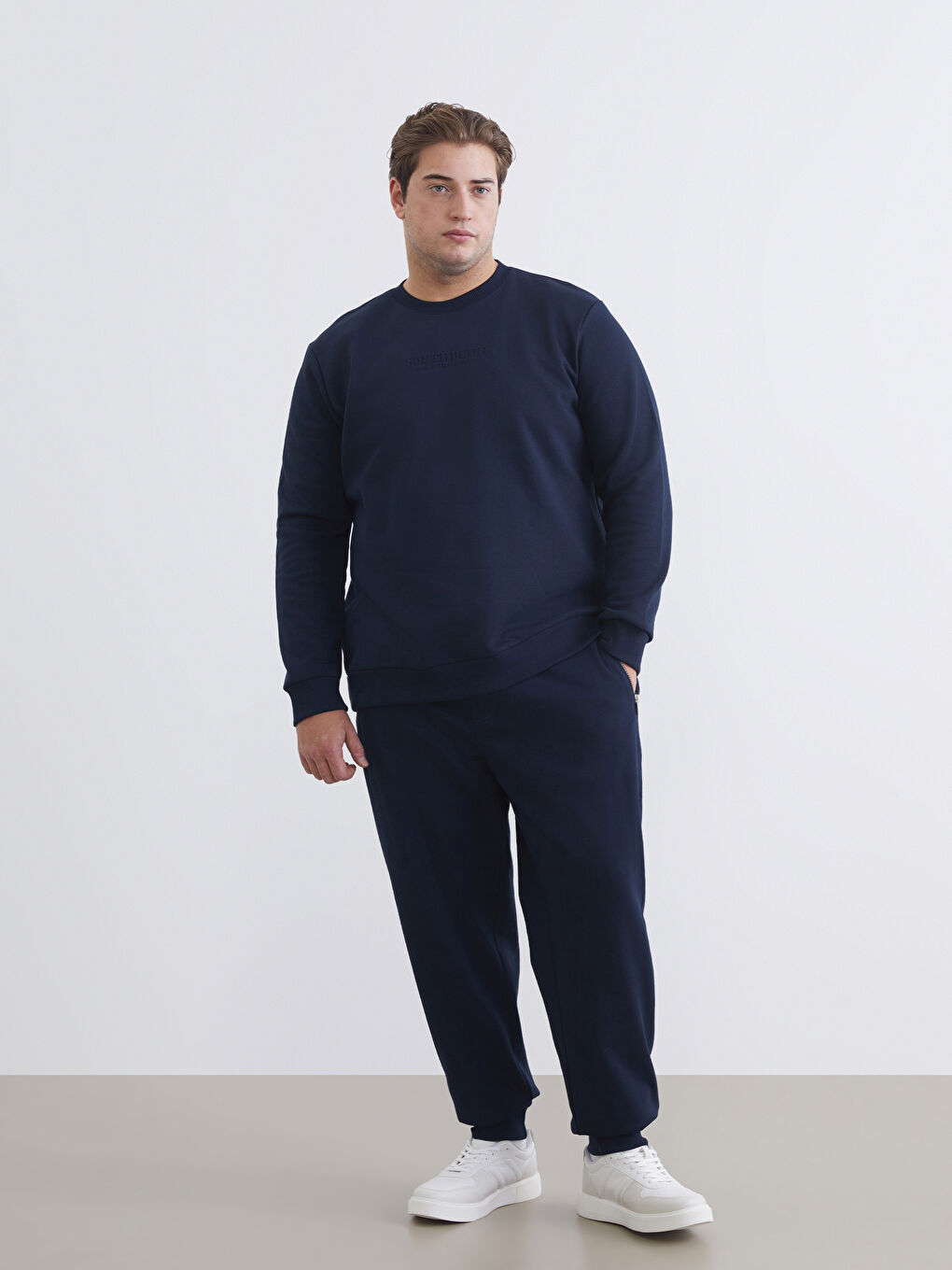 Lacivert Bisiklet Yaka Uzun Kollu Erkek Sweatshirt-1