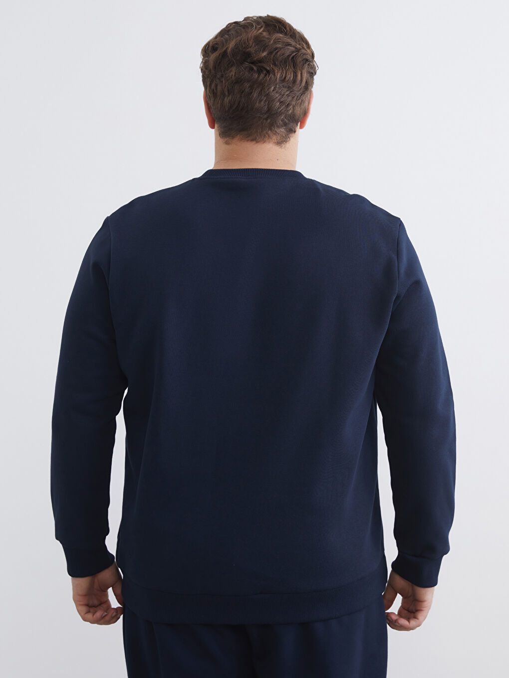 Lacivert Bisiklet Yaka Uzun Kollu Erkek Sweatshirt-3