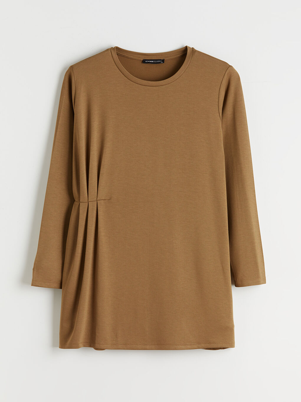 Haki Büyük Beden Bisiklet Yaka Büzgülü Kadın Tunik-4