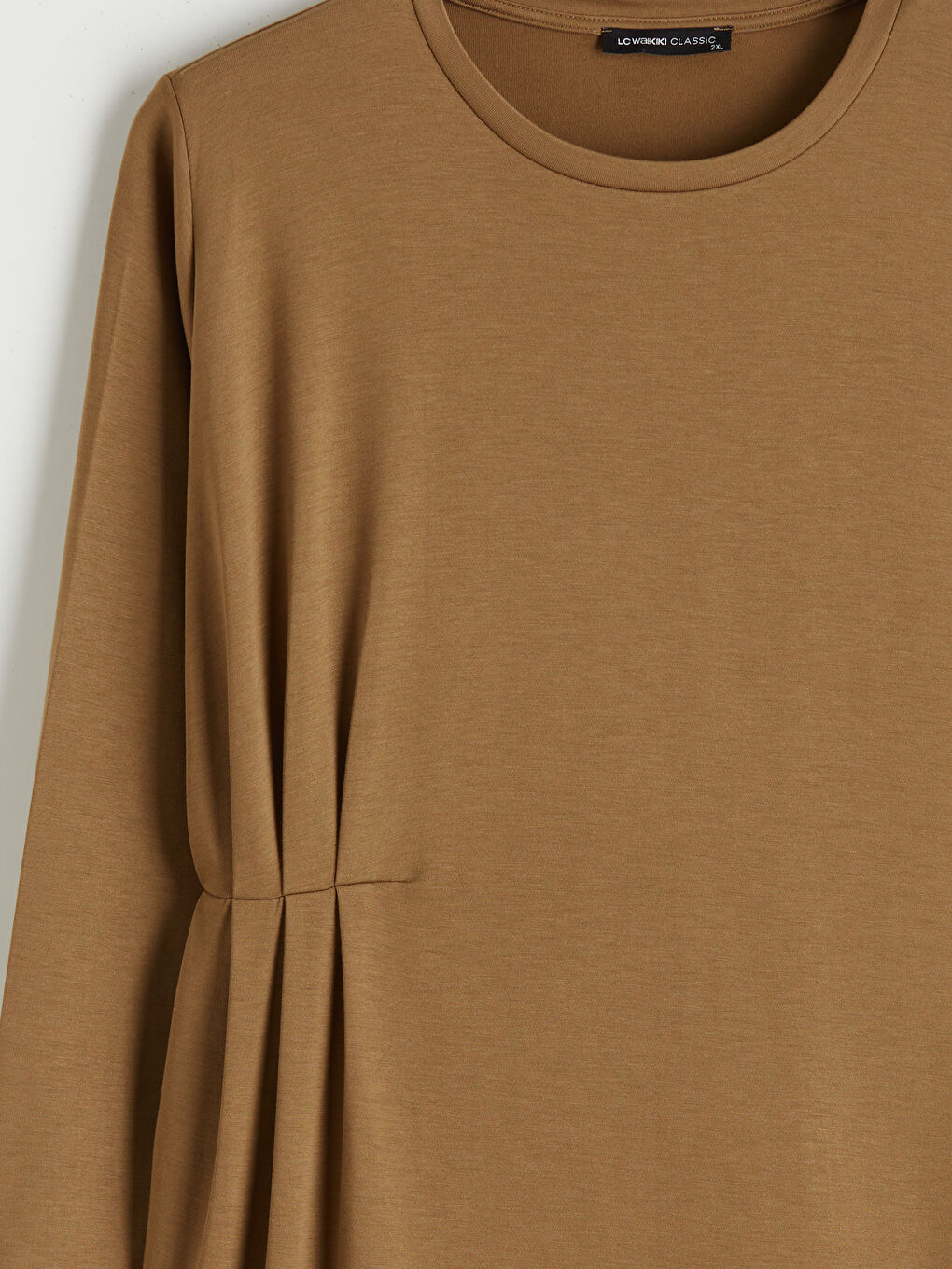 Haki Büyük Beden Bisiklet Yaka Büzgülü Kadın Tunik-5