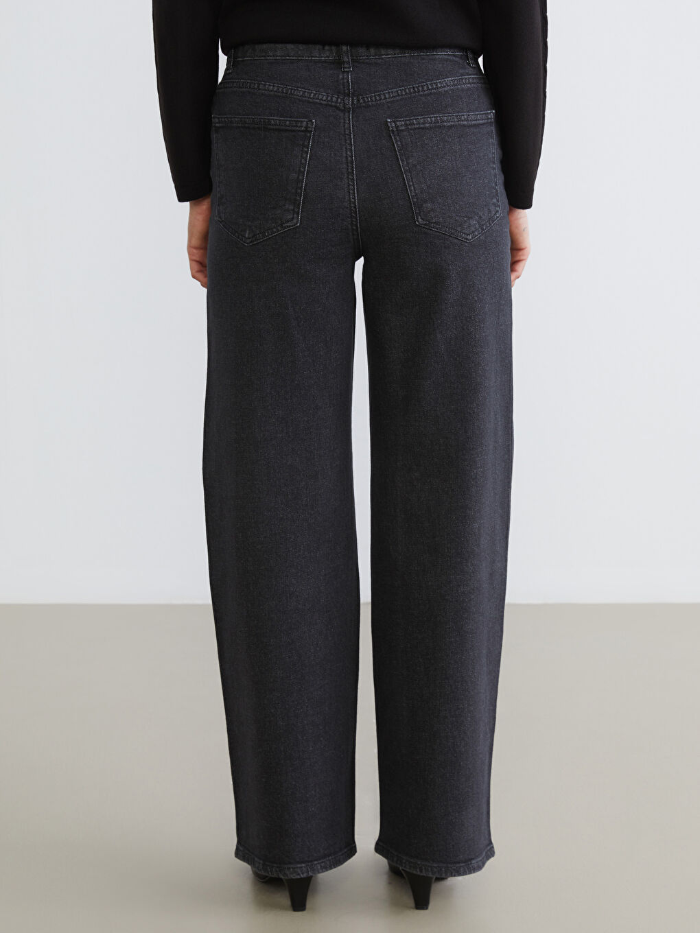 Gri Wideleg Kadın Jean Pantolon-3