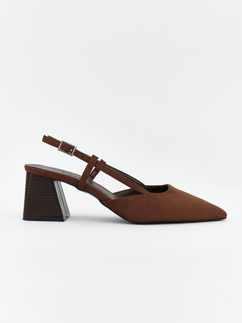 Kahverengi Süet Görünümlü Kadın Topuklu Ayakkabı-1