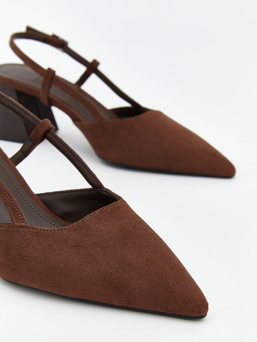 Kahverengi Süet Görünümlü Kadın Topuklu Ayakkabı-2