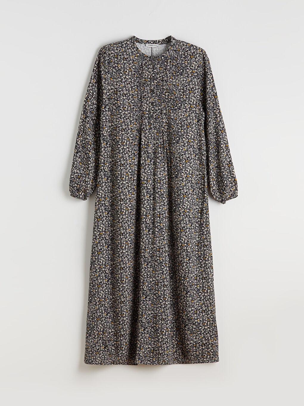 Yeşil Bisiklet Yaka Desenli Elbise-4