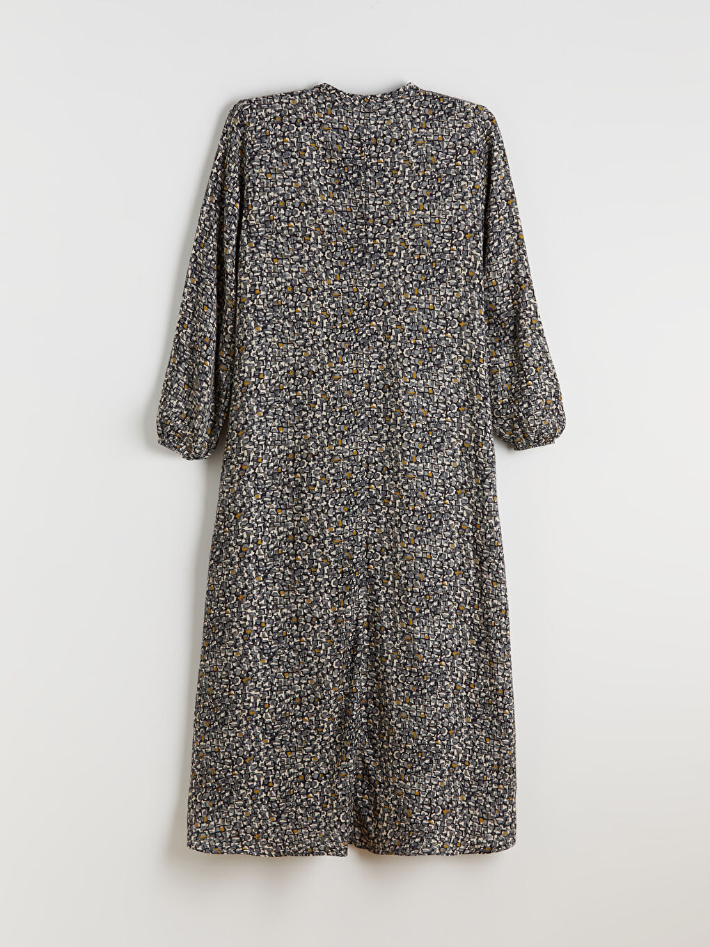 Yeşil Bisiklet Yaka Desenli Elbise-5