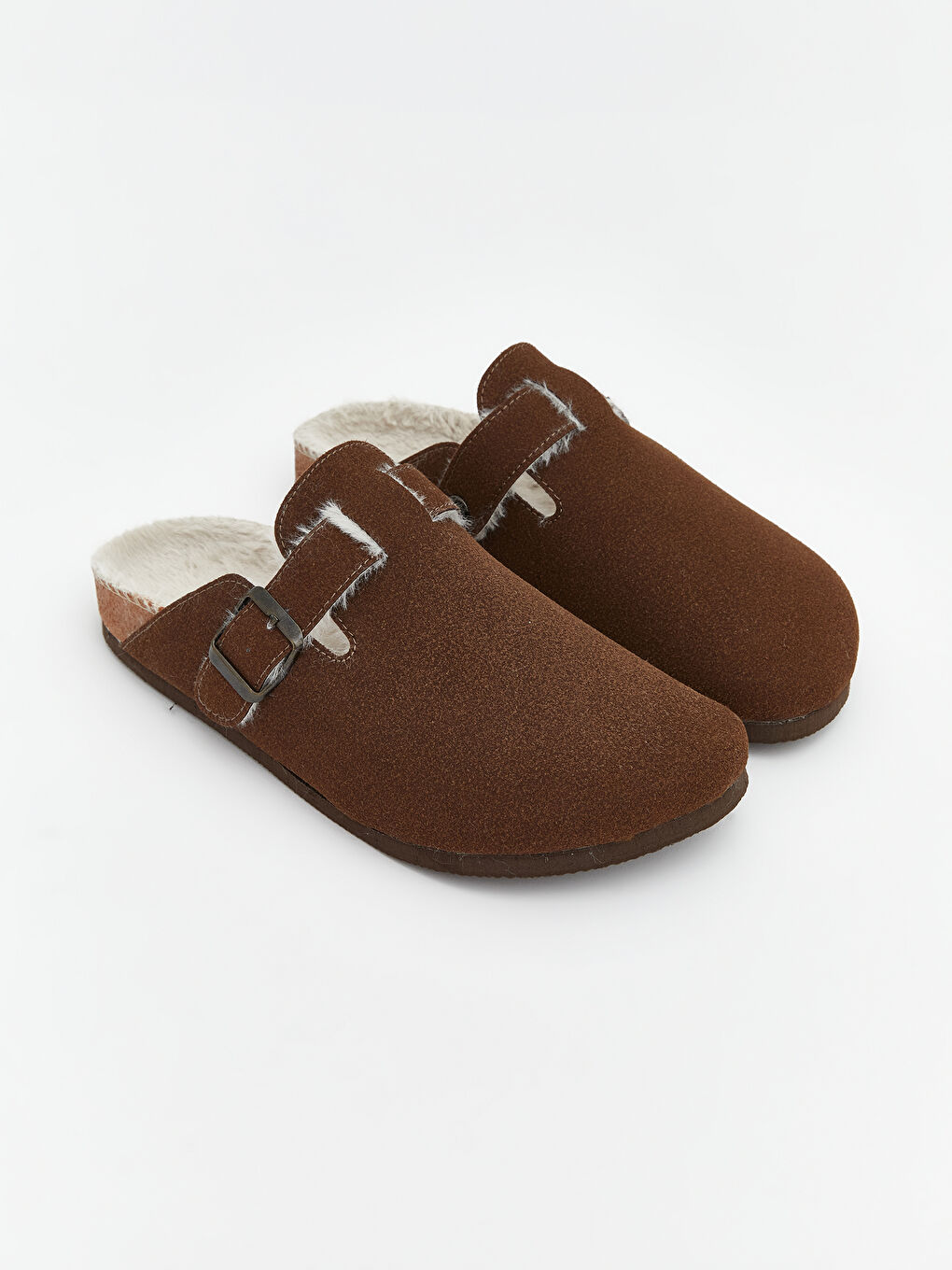 Kahverengi İçi Kürklü Kadın Ev Terliği