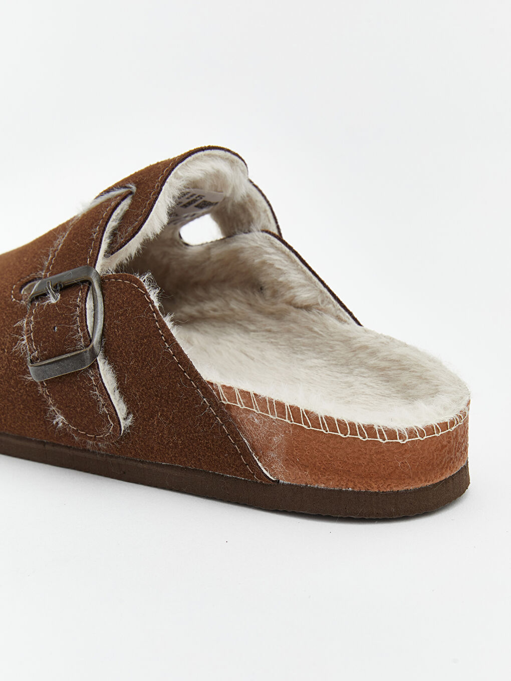 Kahverengi İçi Kürklü Kadın Ev Terliği-4