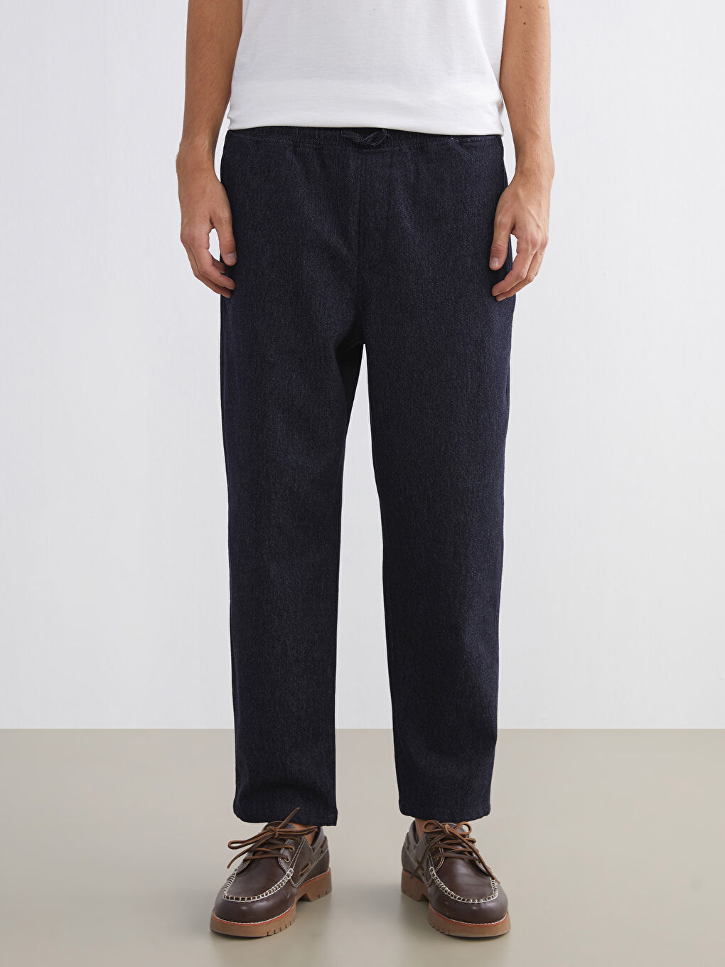 İndigo Standart Kalıp Armürlü Erkek Pantolon-1