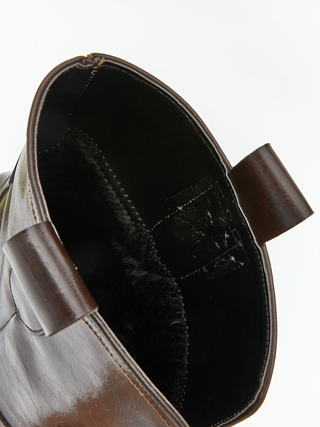 Kahverengi Deri Görünümlü Kadın Topuklu Bot-5