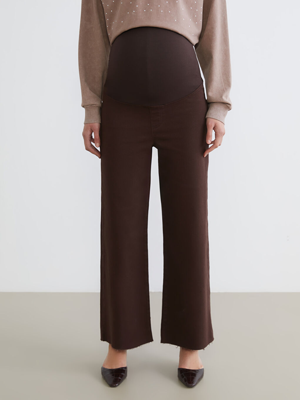 Tummy Paneled Wideleg Maternity Jeans-1