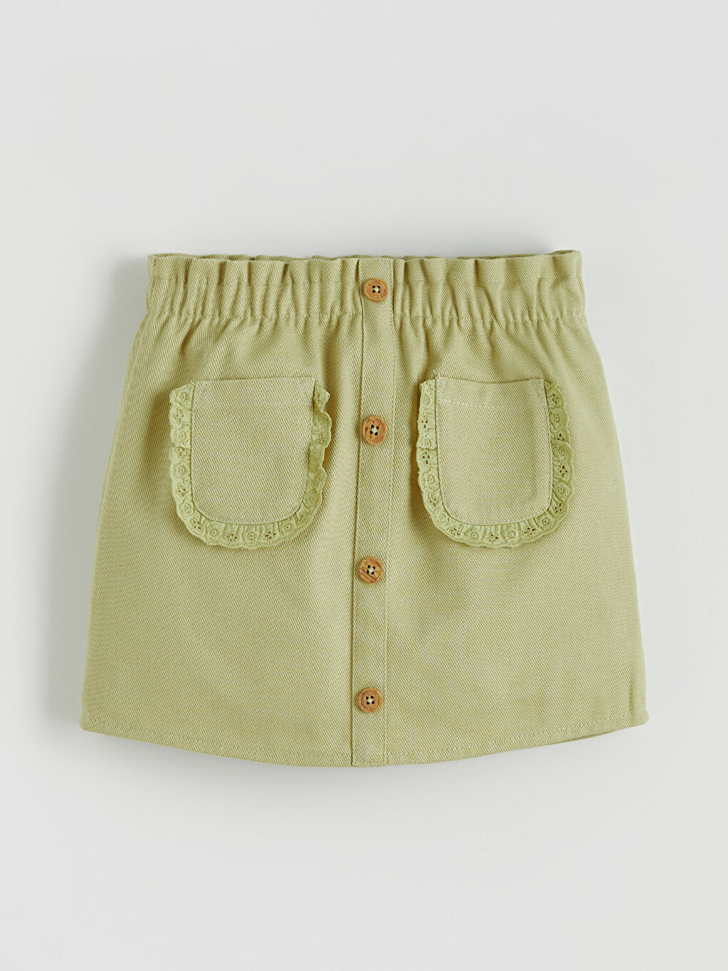 Elastic Waist Scalloped Detailed Girl Skirt