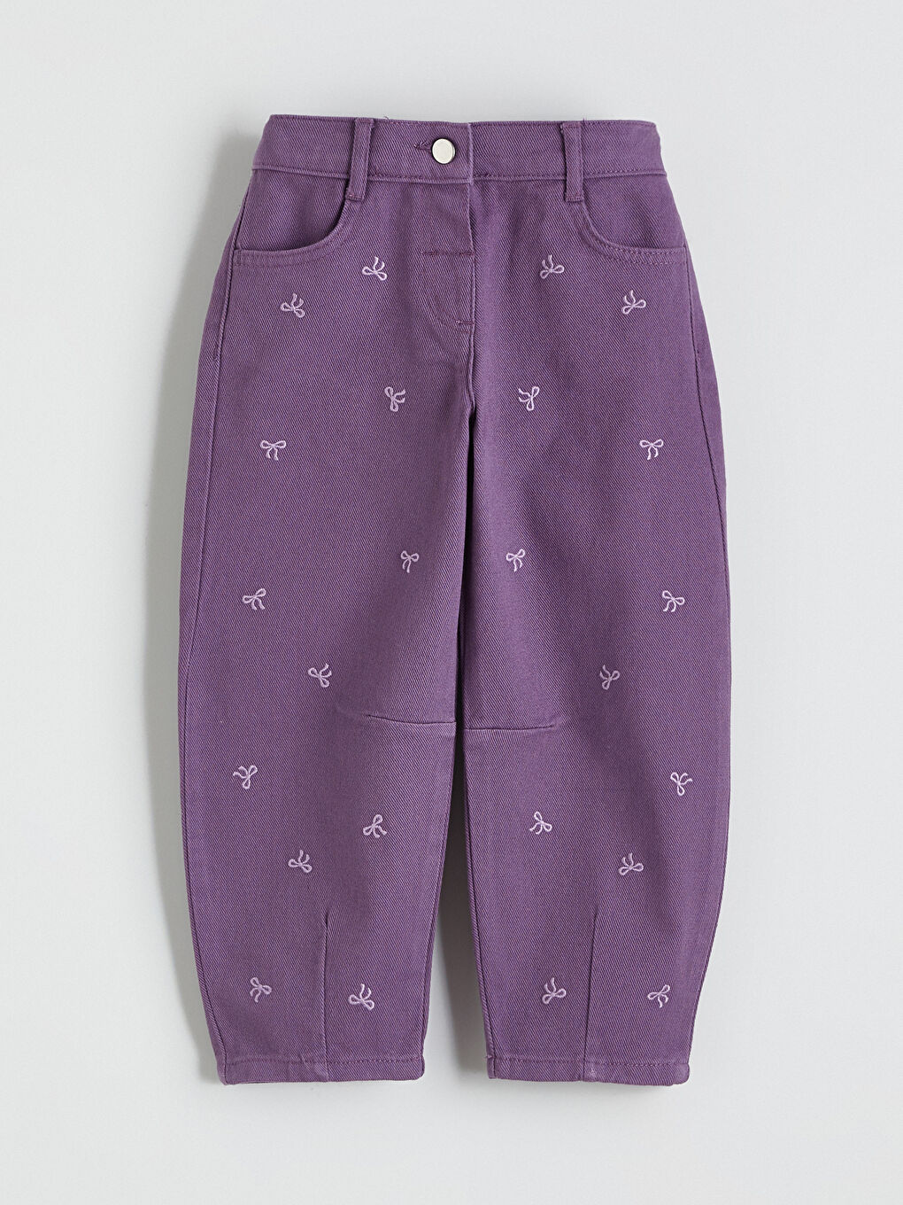Mor Fiyonk Nakışlı Kız Çocuk Pantolon