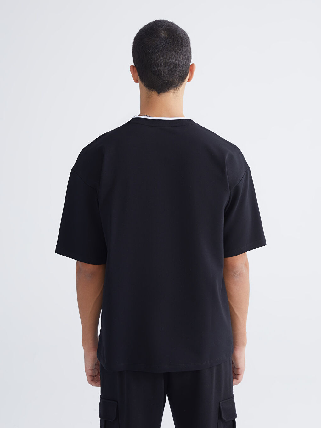 Crew Neck Short Sleeve Men's Sweatshirt-3