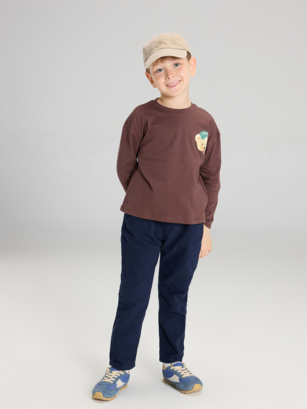 Kahverengi Sevimli Ayı Baskılı Erkek Çocuk Tişört-1